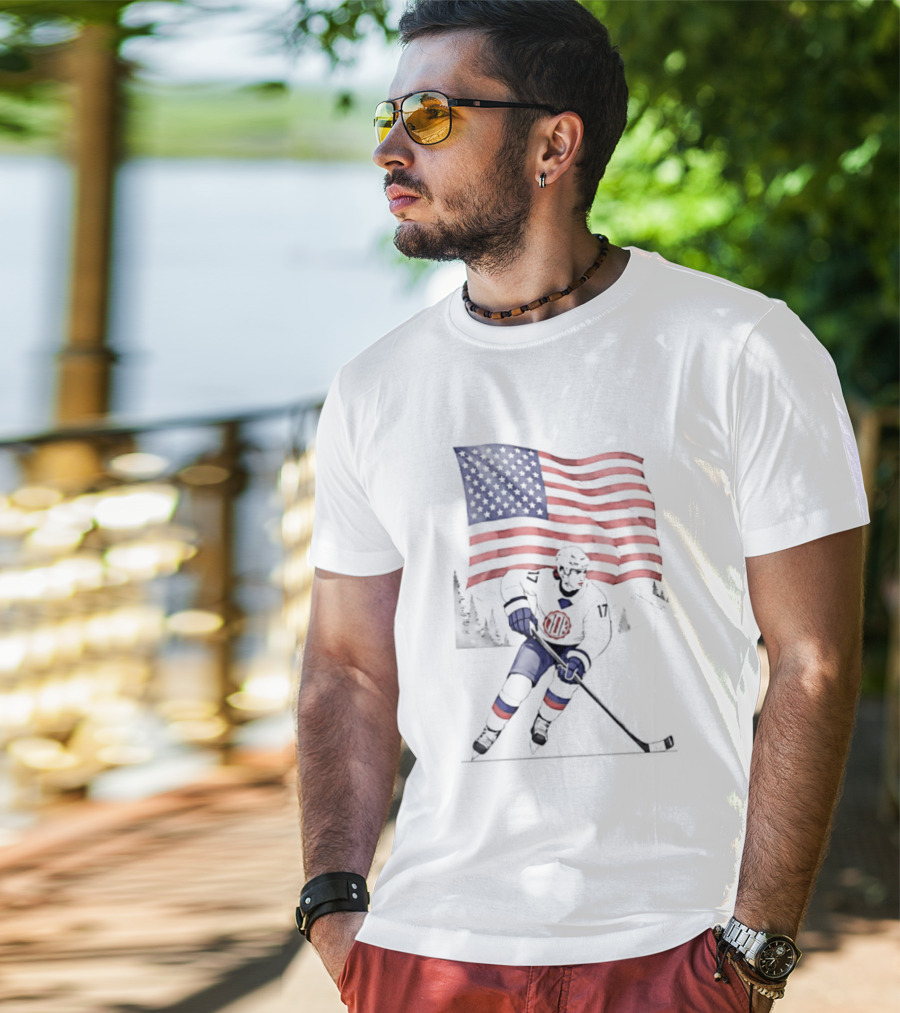 USA Hockey 10k Olympic American Flag Ski Team T-Shirt