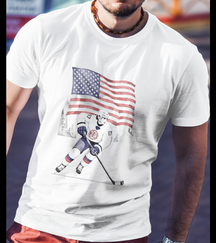USA Hockey 10k Olympic American Flag Ski Team T-Shirt