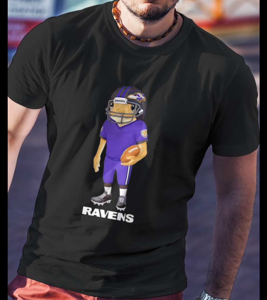 Bad Bunny X Baltimore Ravens NFL Collaboration Ravens Football Player T-Shirt