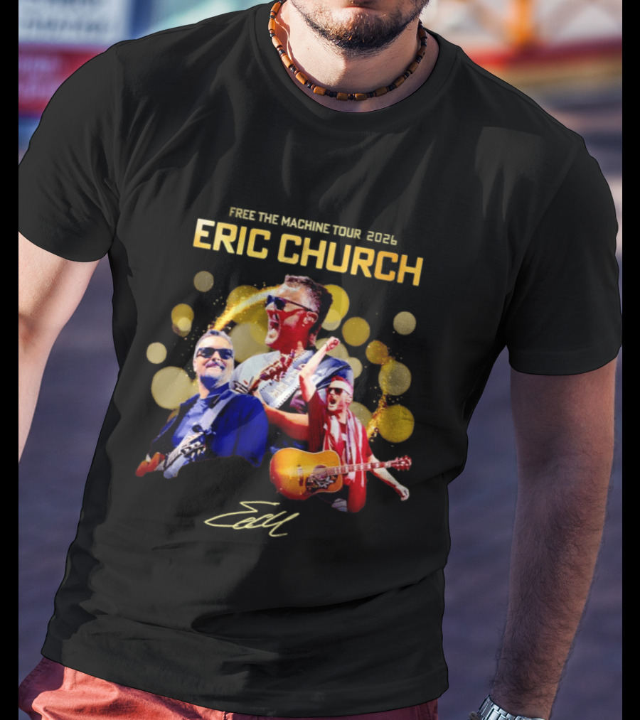 Eric Church Free The Machine Tour 2026 Live Concert Photography Explosion T-Shirt