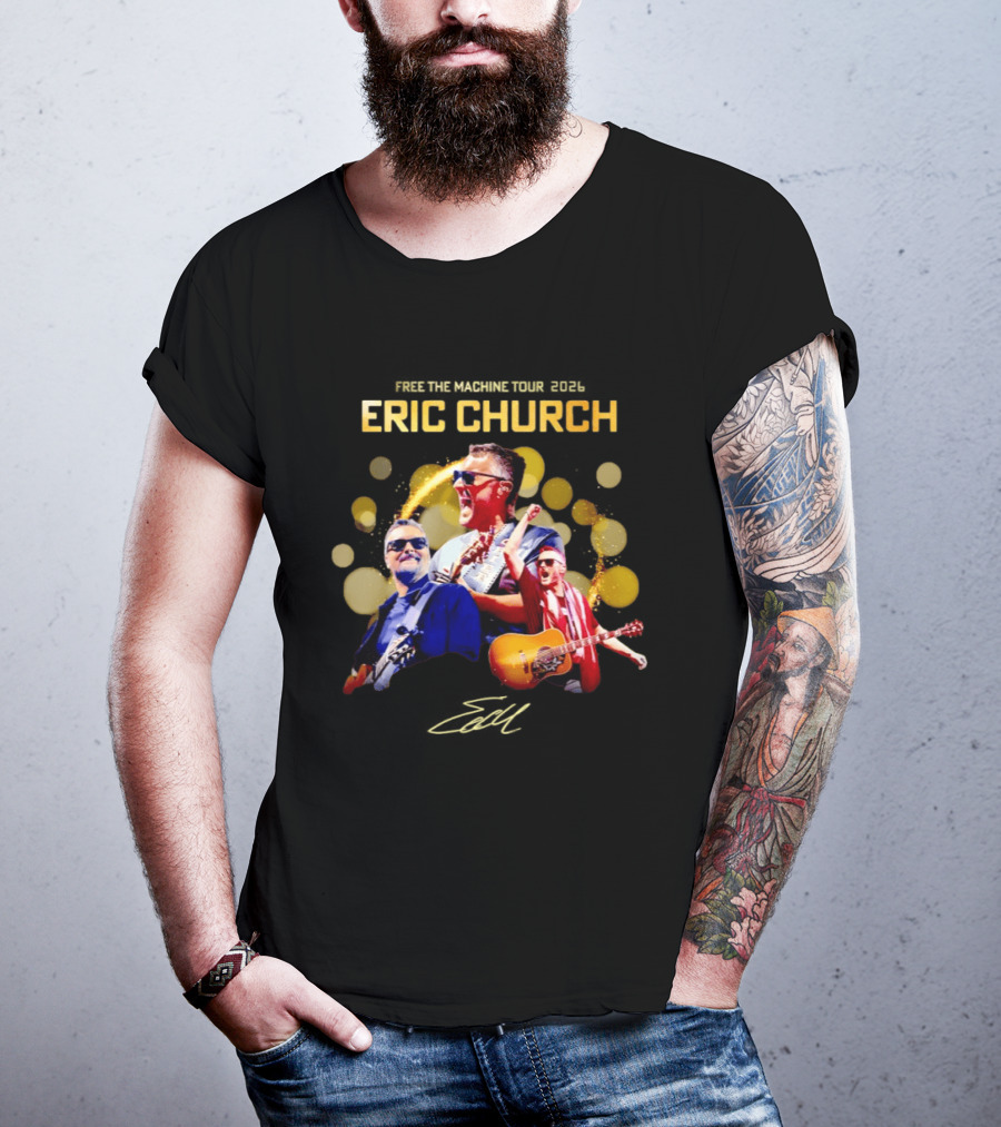 Eric Church Free The Machine Tour 2026 Live Concert Photography Explosion T-Shirt