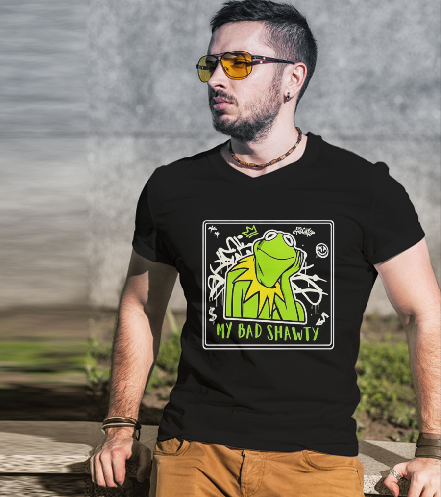 Frog Kermit My Bad Shawty Graffiti Art Style With Crown T-Shirt