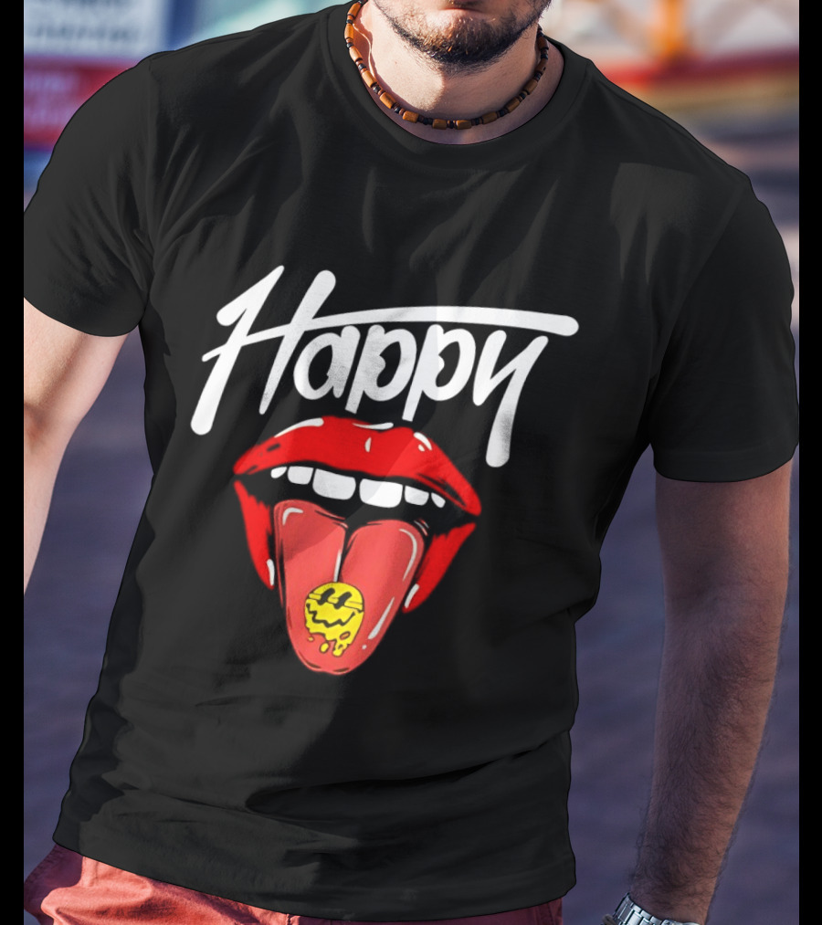 Happy Lips Tongue Out Smiley Face T-Shirt