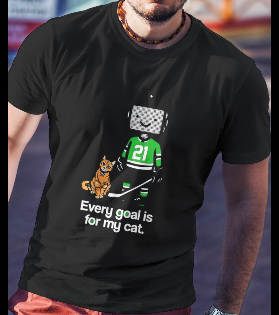 Jason Robertson 21 Dallas Stars Hockey Every Goal Is For My Cat T-Shirt