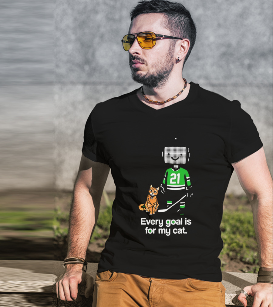 Jason Robertson 21 Dallas Stars Hockey Every Goal Is For My Cat T-Shirt