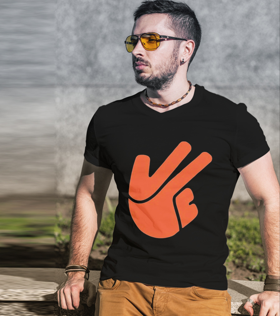Jb11 Peace Sign Orange Hand Gesture T-Shirt
