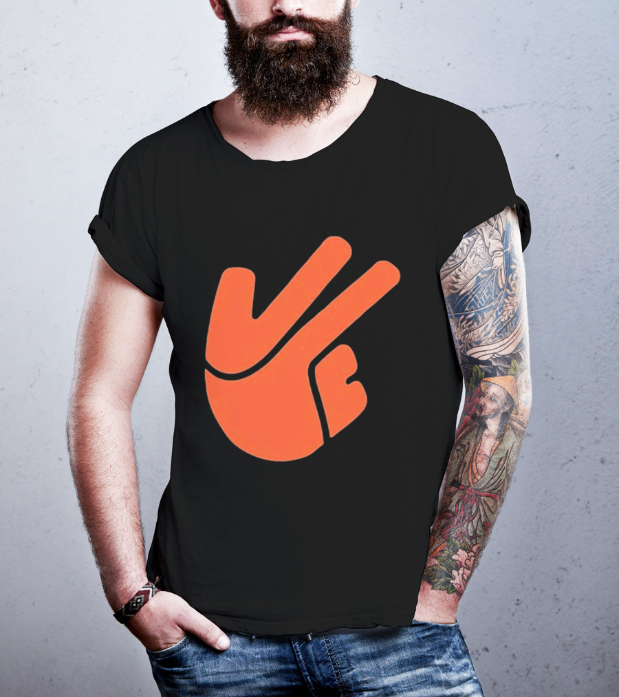 Jb11 Peace Sign Orange Hand Gesture T-Shirt