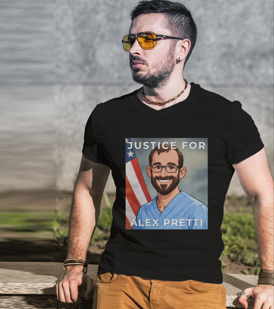 Justice For Alex Pretti Human Rights Protest Flag T-Shirt