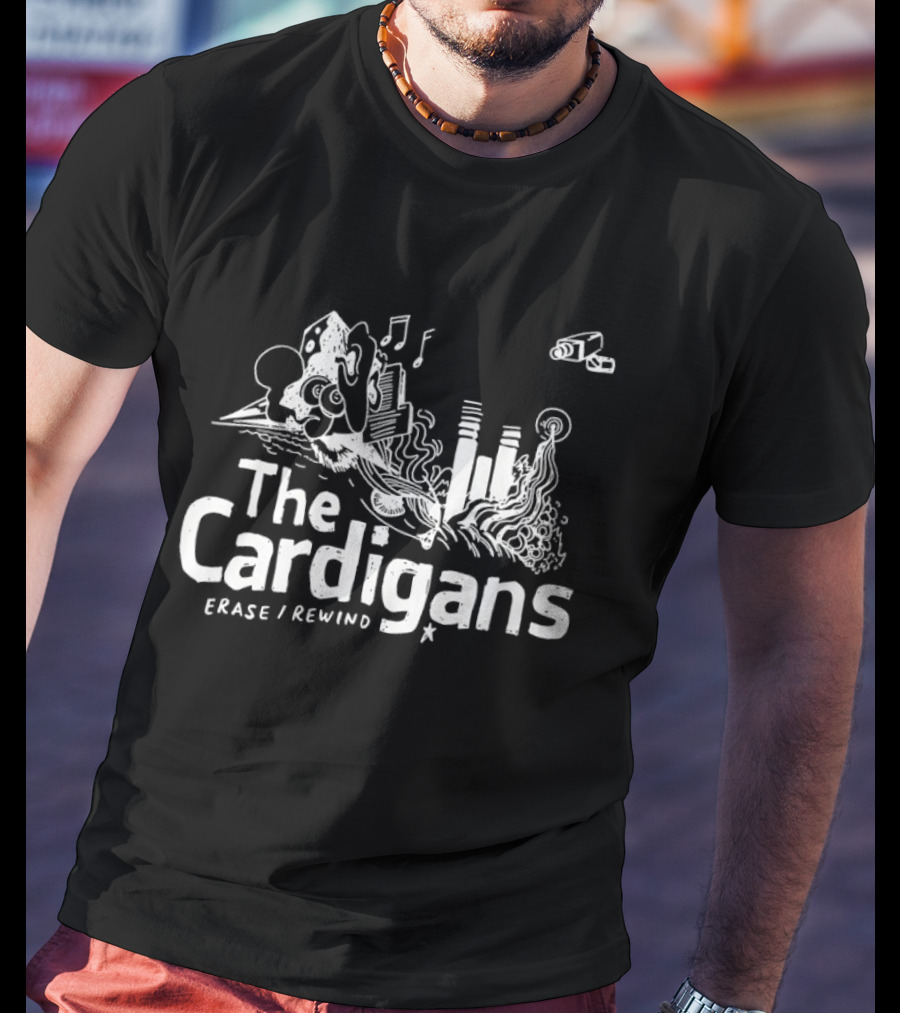 The Cardigans Erase Rewind Music Notes Cassette Tape T-Shirt