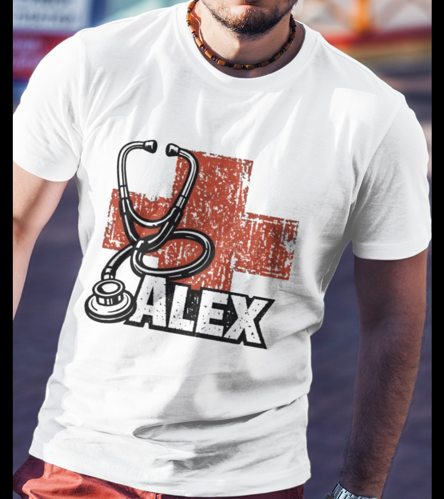 Alex Stethoscope Red Cross ICU Nurse T-Shirt