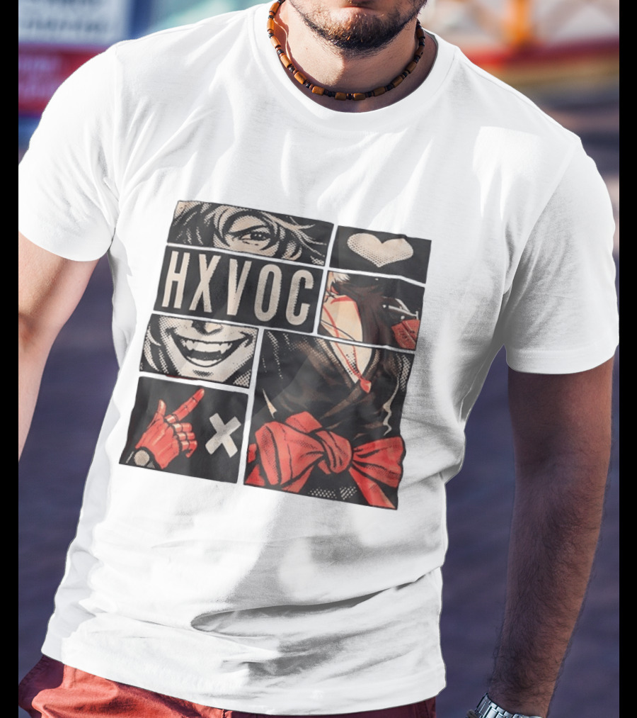 HXVOC Anime Manga Style Bold Red And Black T-Shirt