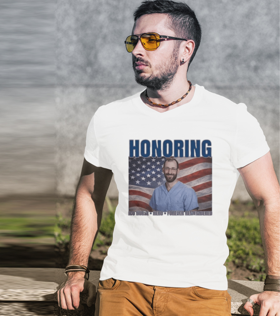 Honoring ICU Nurse Hero Forever Remembered American Flag T-Shirt