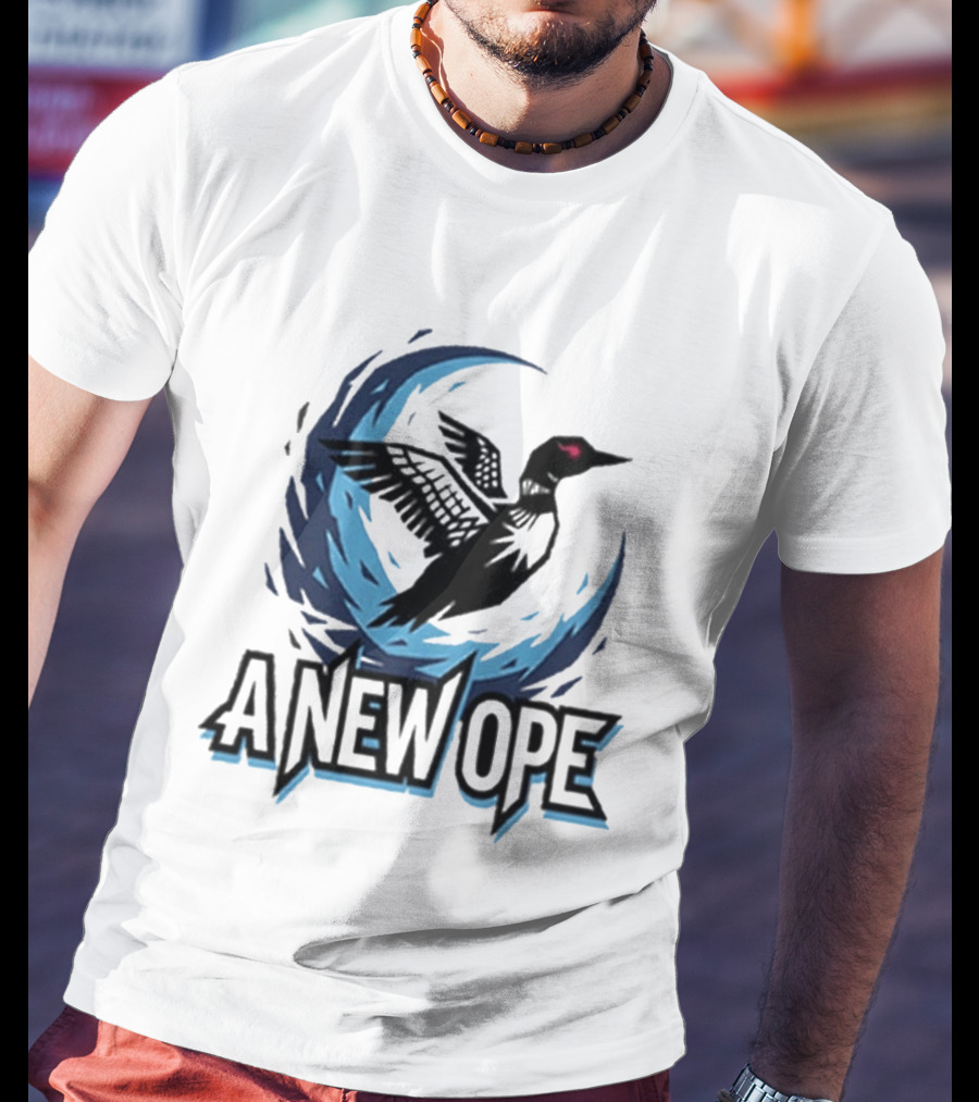 A New Ope Loon Bird Silhouette In Blue Moon Sky T-Shirt