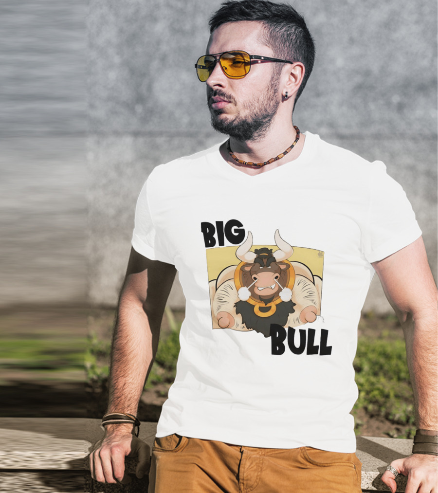 Big Bull Bara Male Minotaur Cartoon Whimsical Horned T-Shirt