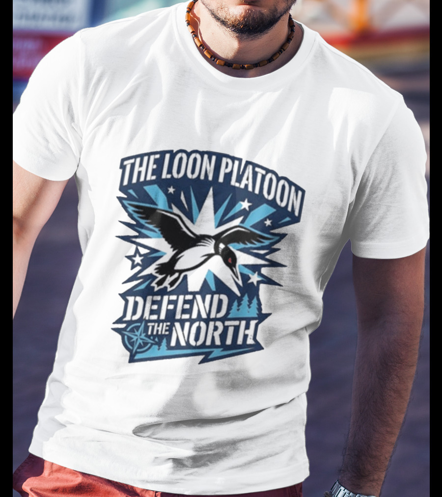The Loon Platoon Defend The North Bold Rebel Loon Starburst Forest T-Shirt