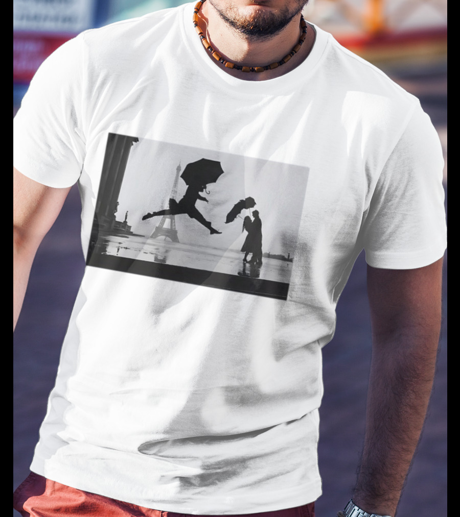 Umbrella Jump Paris Eiffel Tower Elliott Erwitt 1989 T-Shirt