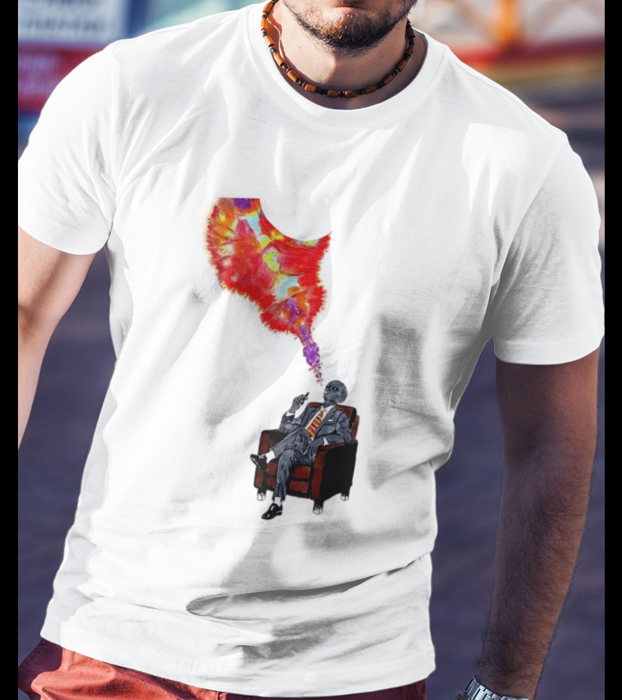 Finished Quazar Smoking Cosmic Alien In Suit With Colorful Smoke T-Shirt