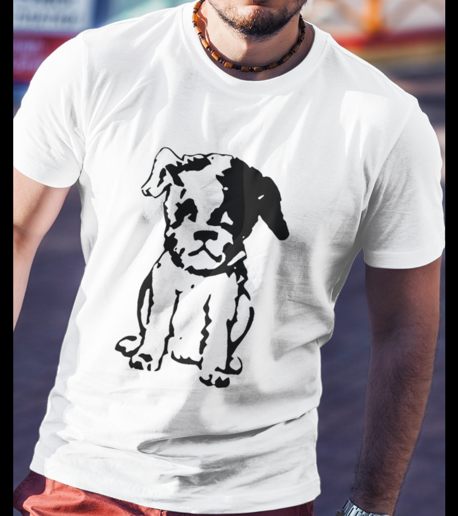 Puppy Dog Mystery Train Sketch Playful Canine T-Shirt