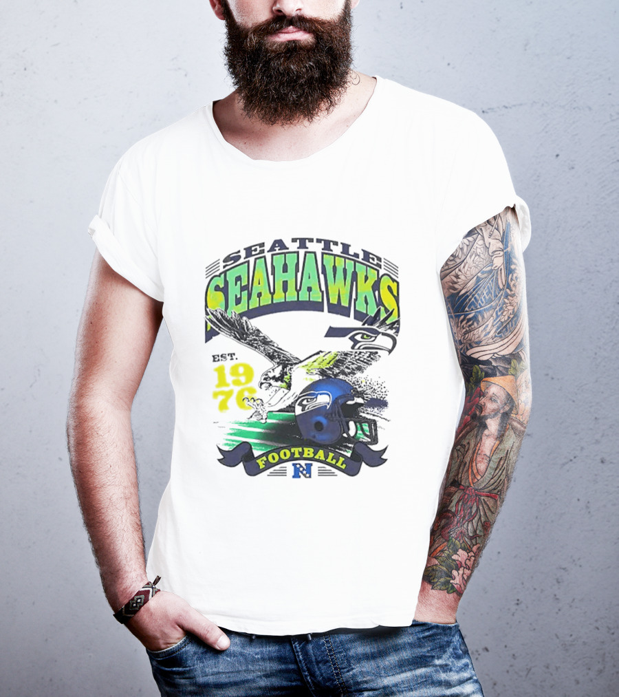 Seattle Seahawks Est. 1976 Football Puget Sound Champs Retro Helmet And Hawk T-Shirt