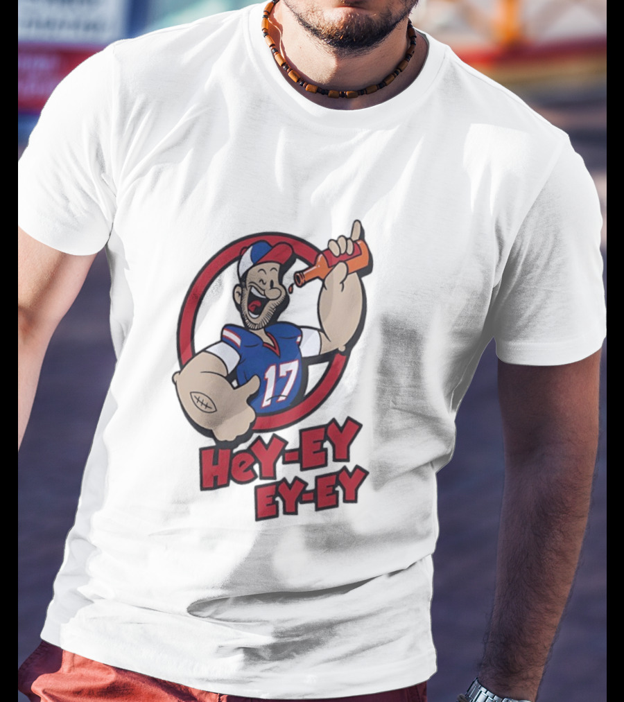 Hey Ey Ey Ey Josh Allen Illustrated Strong Finish Buffalo Bills T-Shirt