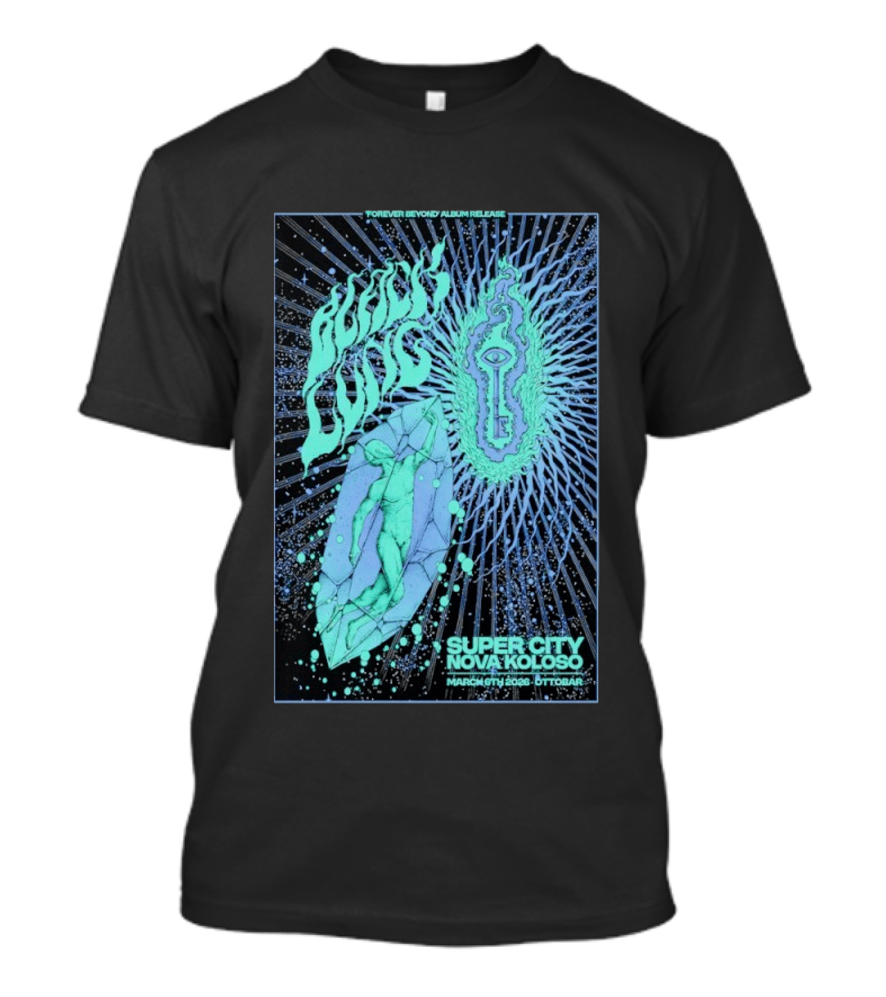 Black Lung Forever Beyond Album Release Super City Novokoloso Mar 6 2026 Widget Person Keyhole Vision Cosmos T-Shirt