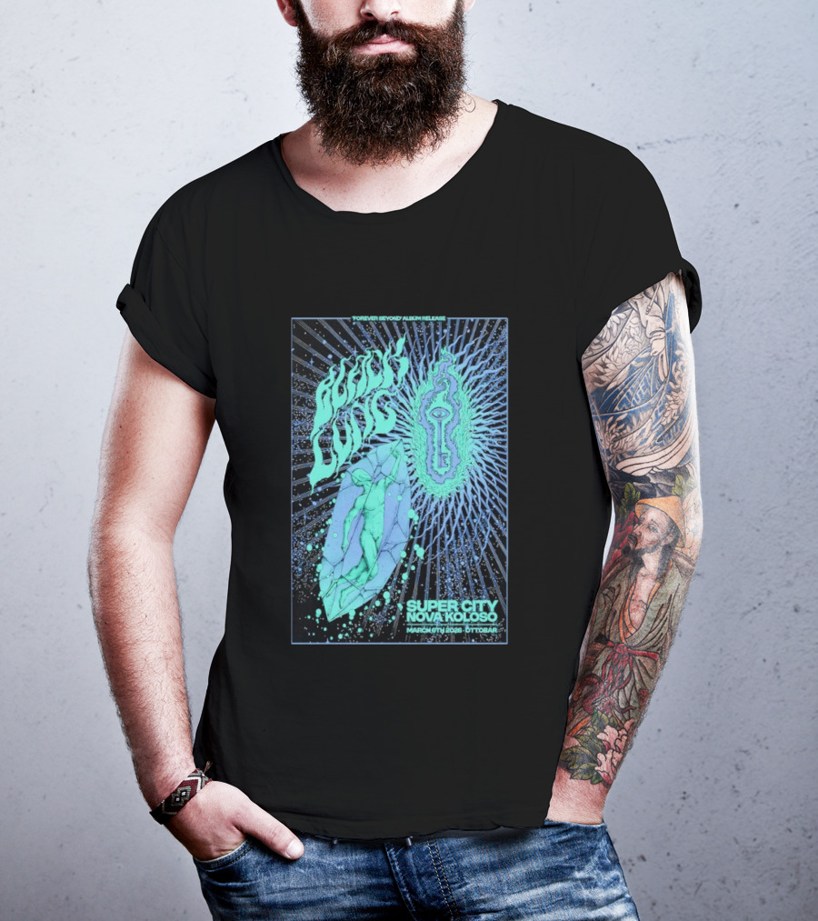 Black Lung Forever Beyond Album Release Super City Novokoloso Mar 6 2026 Widget Person Keyhole Vision Cosmos T-Shirt