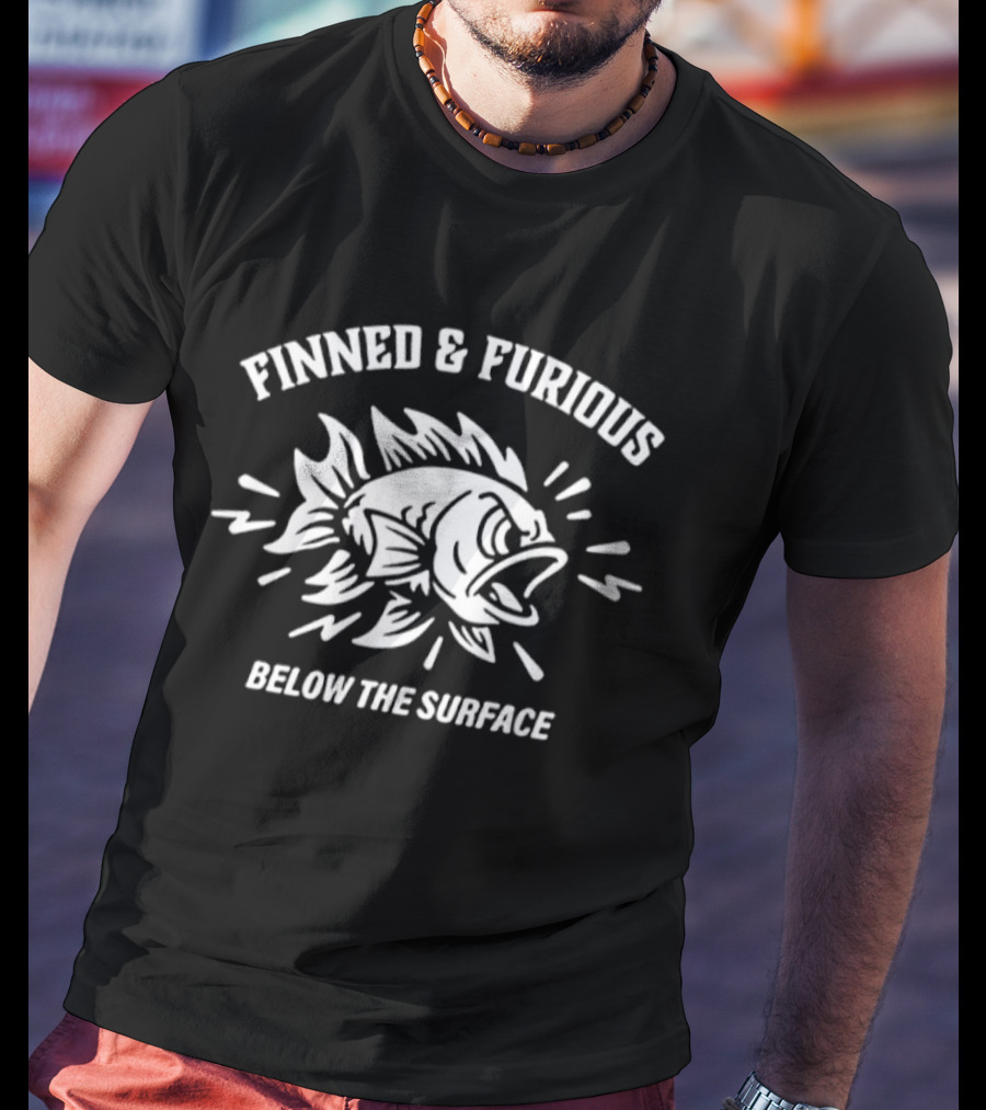 Finned And Furious Below The Surface Fish Emblem Adventure T-Shirt