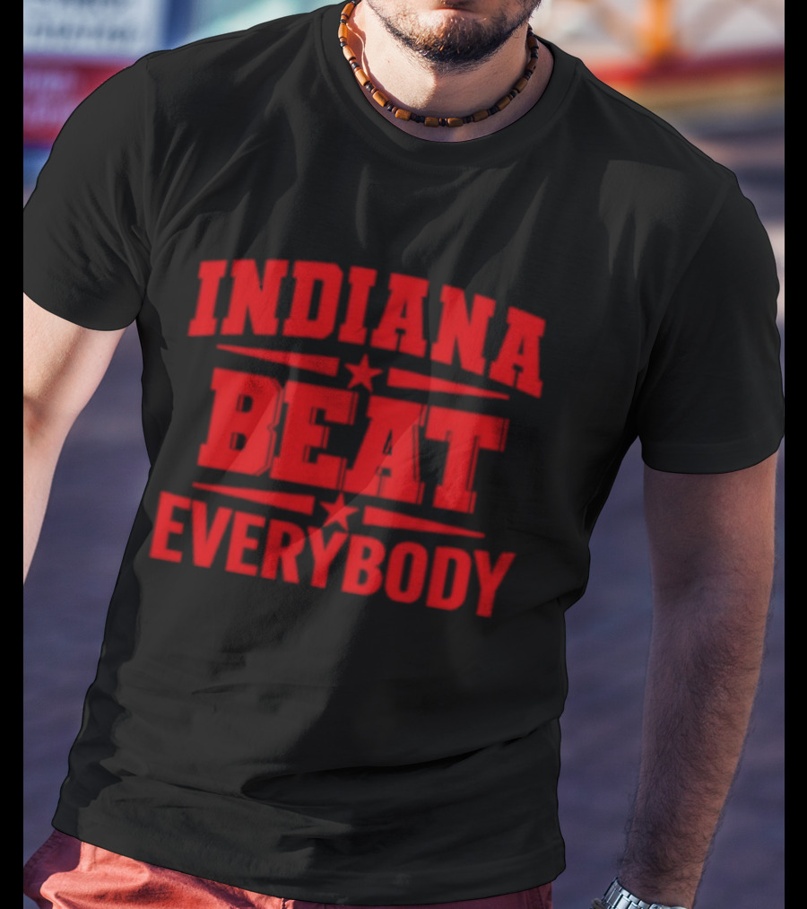 Indiana Beat Everybody Text With Stars And Bars T-Shirt