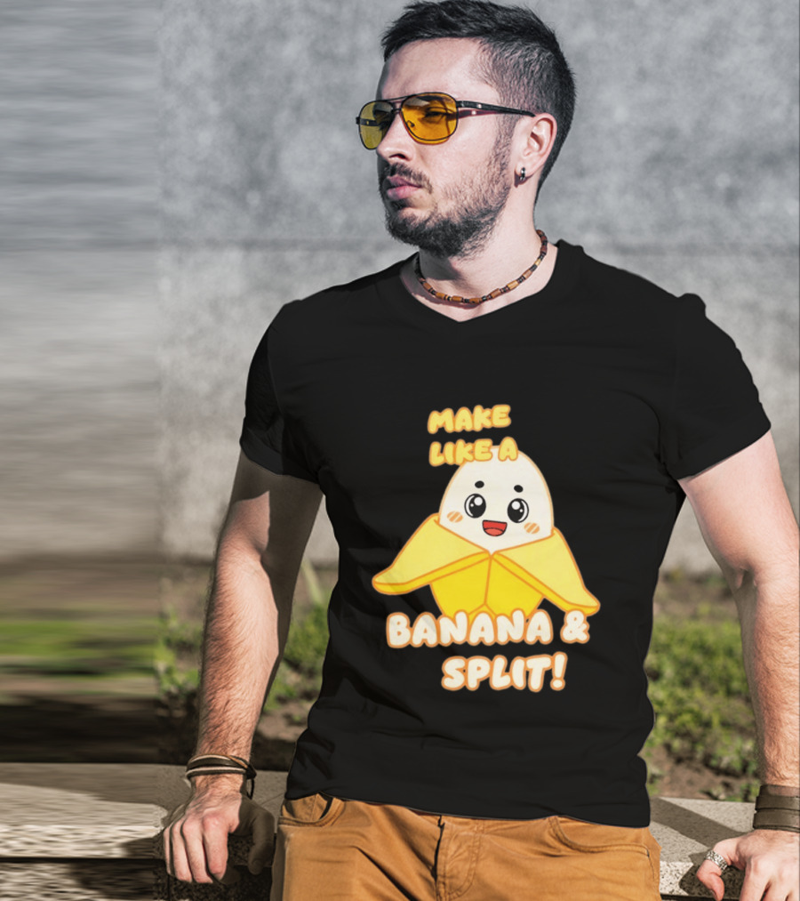 LankyBox Banany Make Like A Banana And Split Cute Cartoon T-Shirt