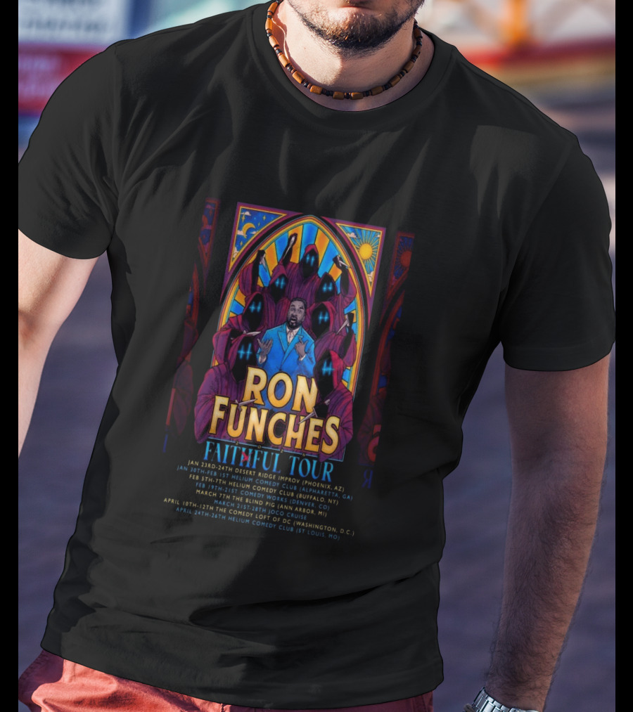 Ron Funches Faithful Tour 2026 Comedy Club Dates Helium Joco Cruise T-Shirt