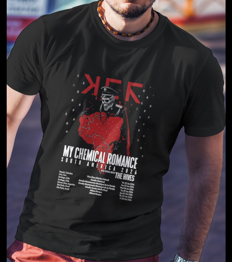 My Chemical Romance South America 2026 Tour The Hives Dates Cities Map Starry T-Shirt