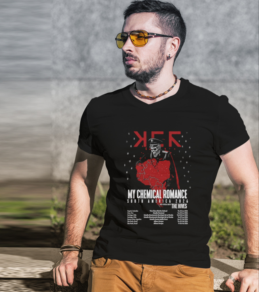 My Chemical Romance South America 2026 Tour The Hives Dates Cities Map Starry T-Shirt