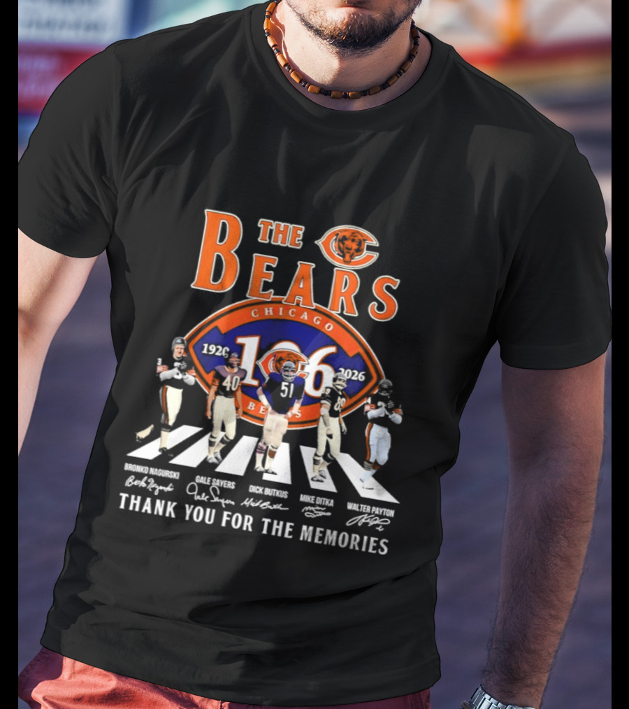 The Chicago Bears 106 Years 1920 2026 Player Road Thank You For The Memories T-Shirt