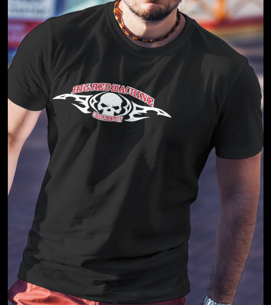 Big Red Machine Charleston Skull And Flames T-Shirt
