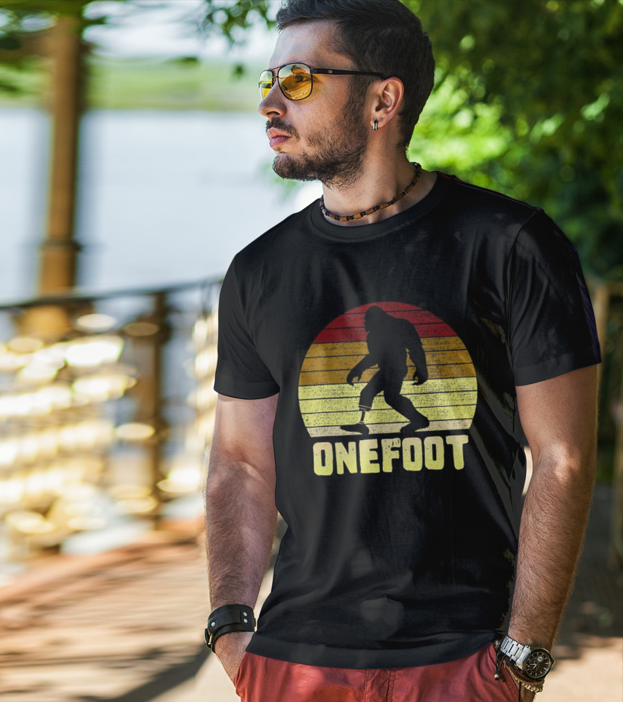 Bigfoot Artificial Leg Onefoot Silhouette Sunset T-Shirt
