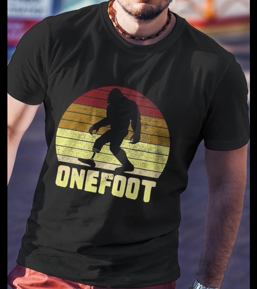 Bigfoot Artificial Leg Onefoot Silhouette Sunset T-Shirt