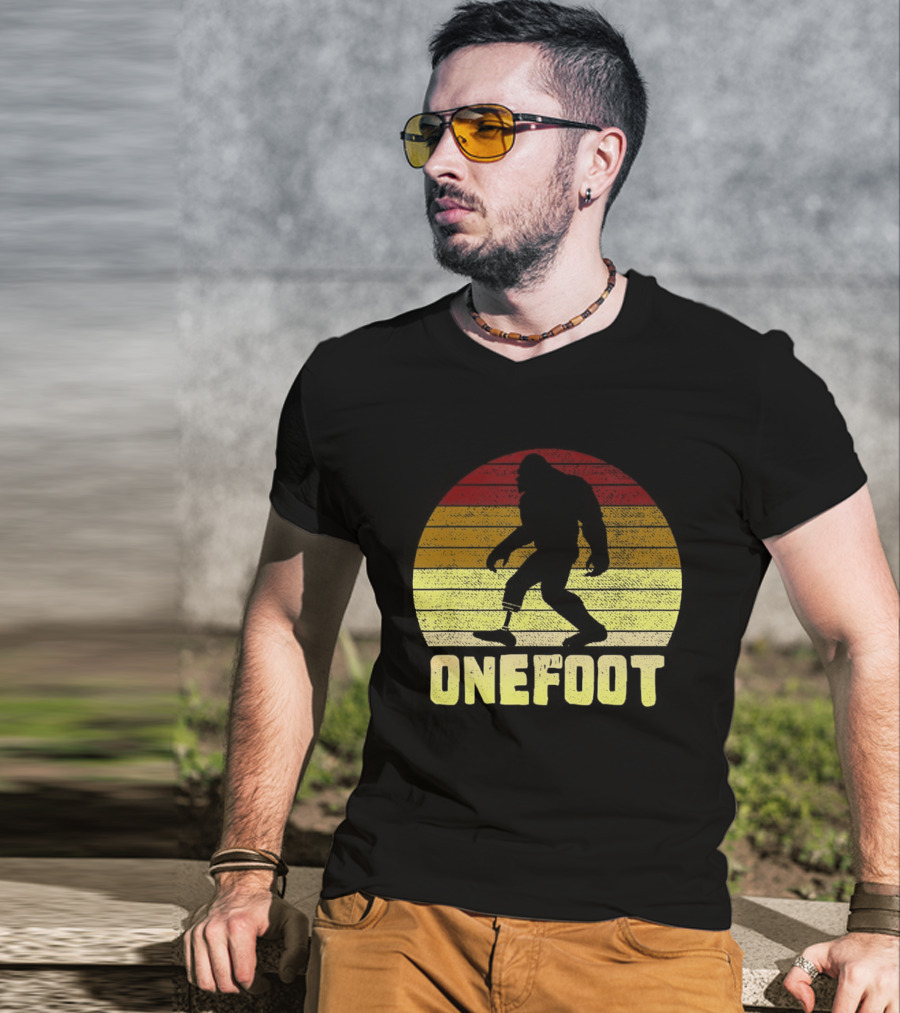Bigfoot Artificial Leg Onefoot Silhouette Sunset T-Shirt