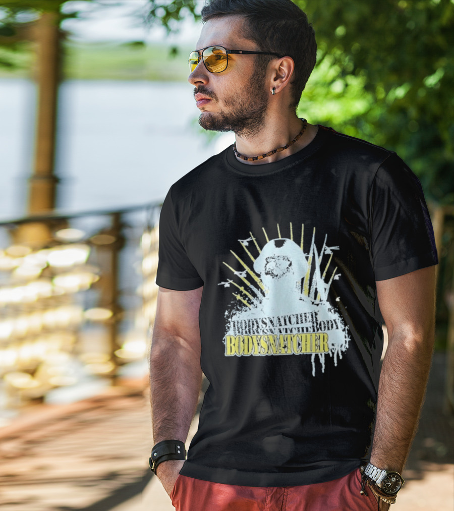 Bodysnatcher Helicopter Pilot Silhouette Sunburst T-Shirt