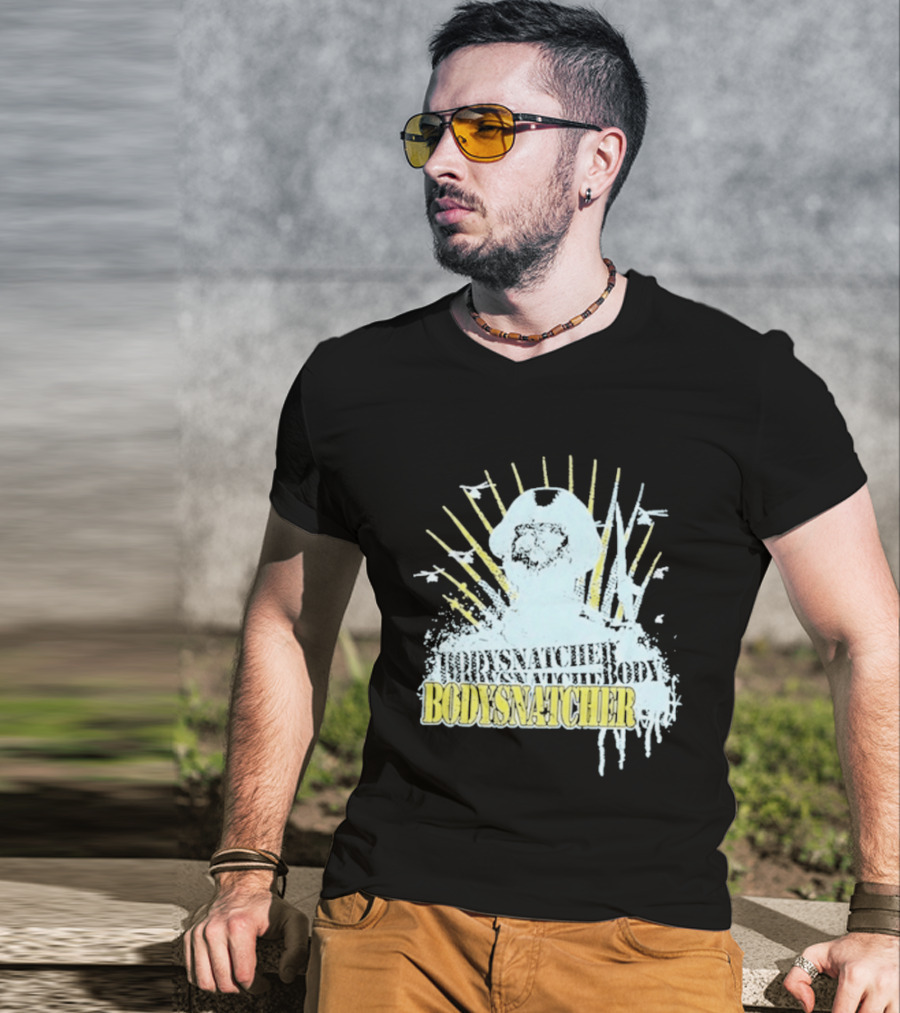 Bodysnatcher Helicopter Pilot Silhouette Sunburst T-Shirt