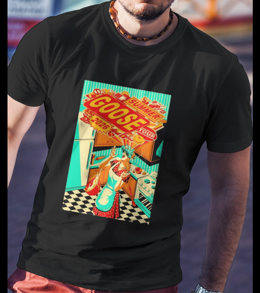 Goose Summer 2026 Tour Retro Kitchen Chaos With Surprised Housewife T-Shirt