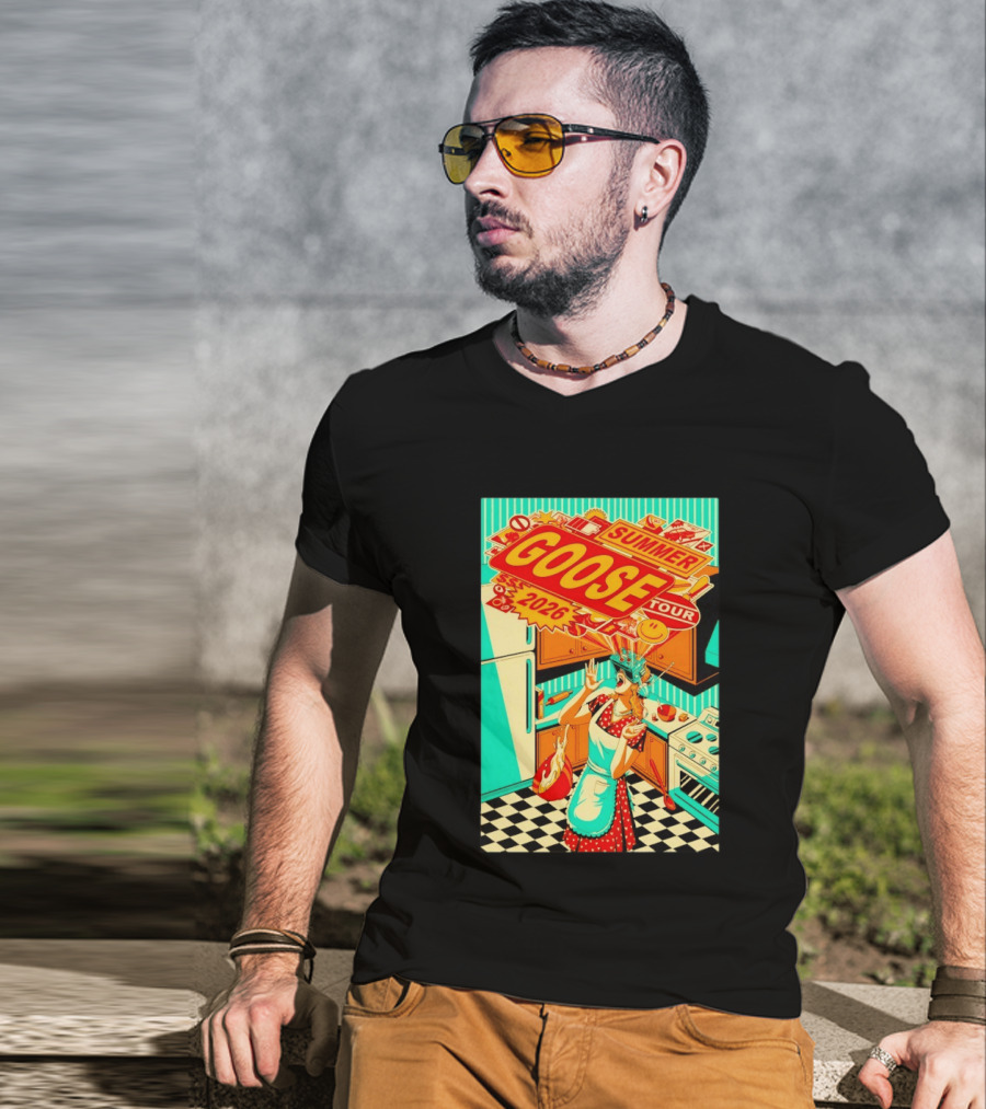 Goose Summer 2026 Tour Retro Kitchen Chaos With Surprised Housewife T-Shirt