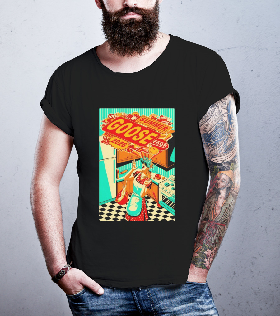 Goose Summer 2026 Tour Retro Kitchen Chaos With Surprised Housewife T-Shirt