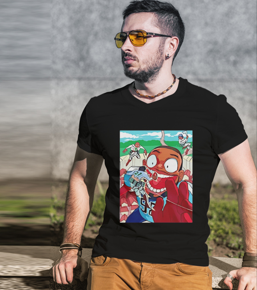 David Wyman 92 Seattle Seahawks Anime Crossover Characters Vibrant Action T-Shirt