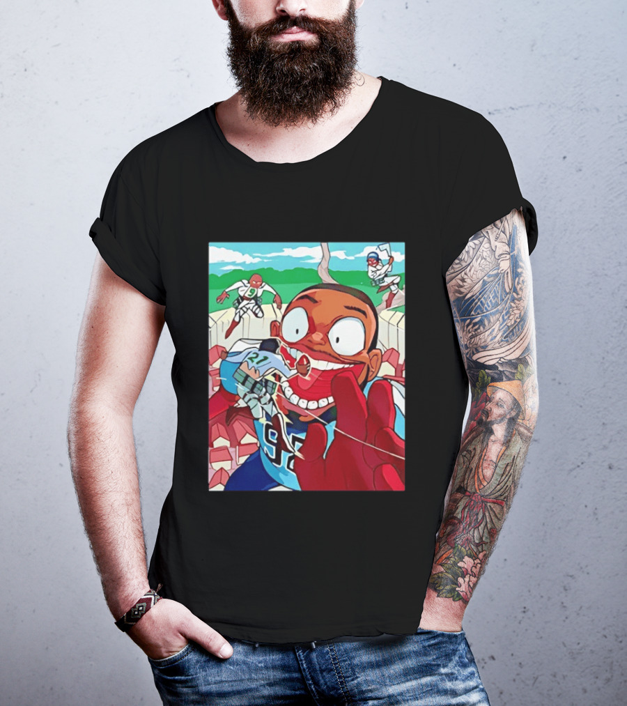 David Wyman 92 Seattle Seahawks Anime Crossover Characters Vibrant Action T-Shirt