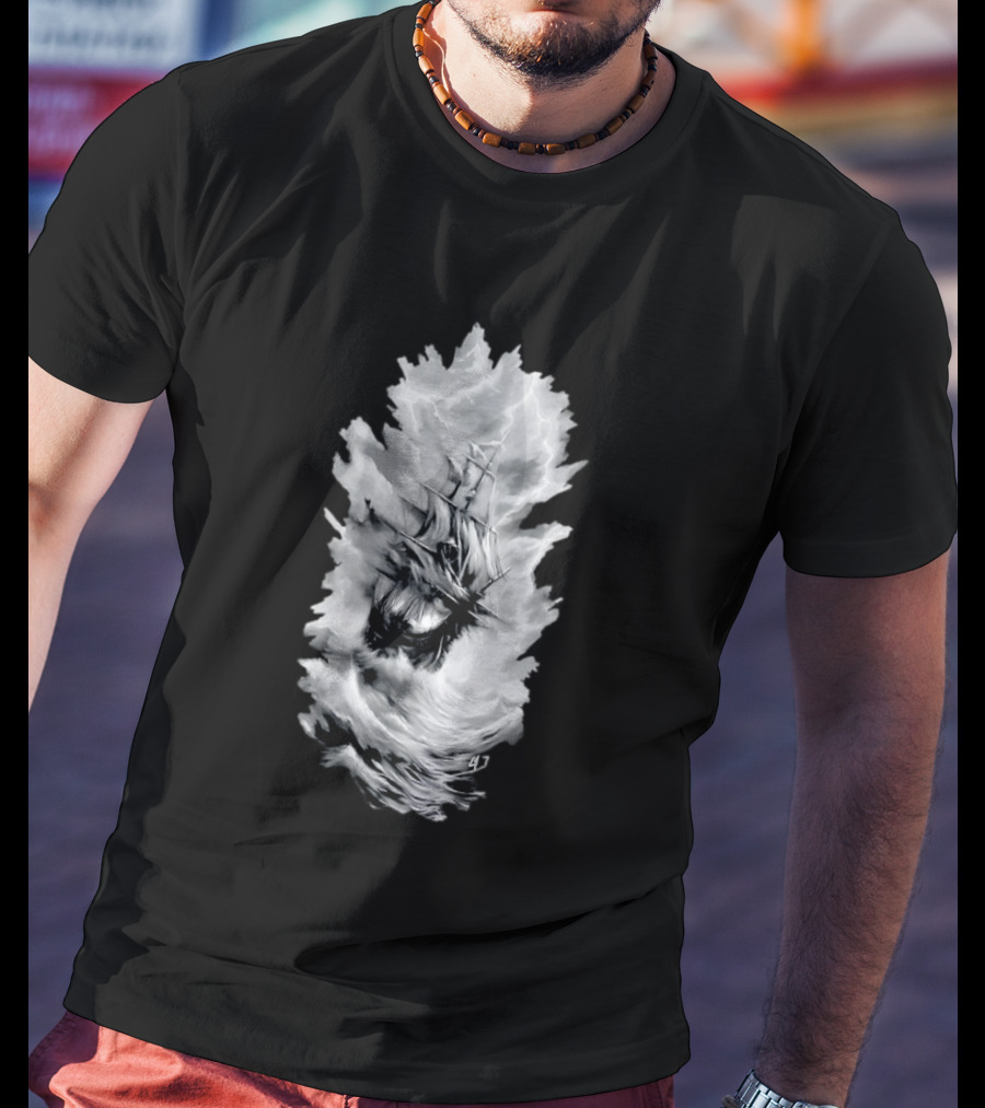 Driven By The Storm Sailing Ship Amidst Thunderous Waves T-Shirt