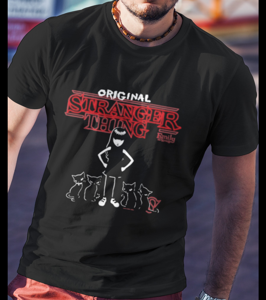 Original Stranger Thing Emily The Strange With Cats Collaboration T-Shirt