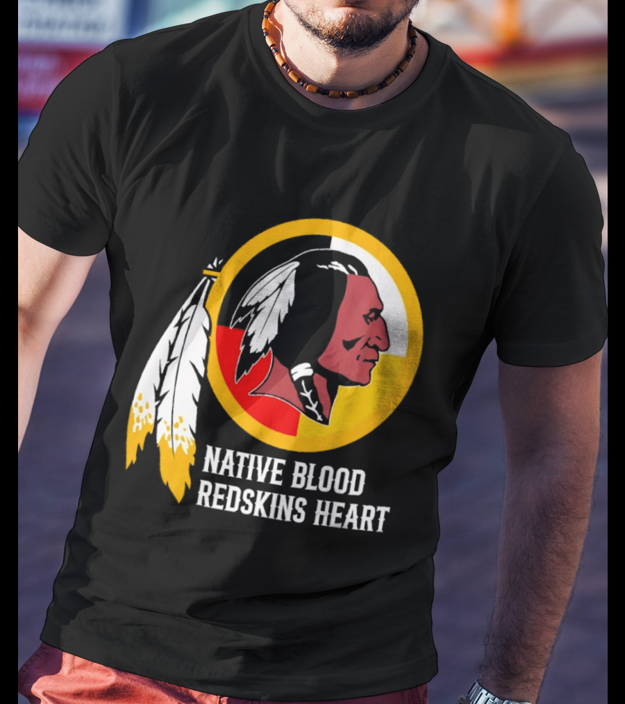 Native Blood Redskins Heart Washington Commanders T-Shirt