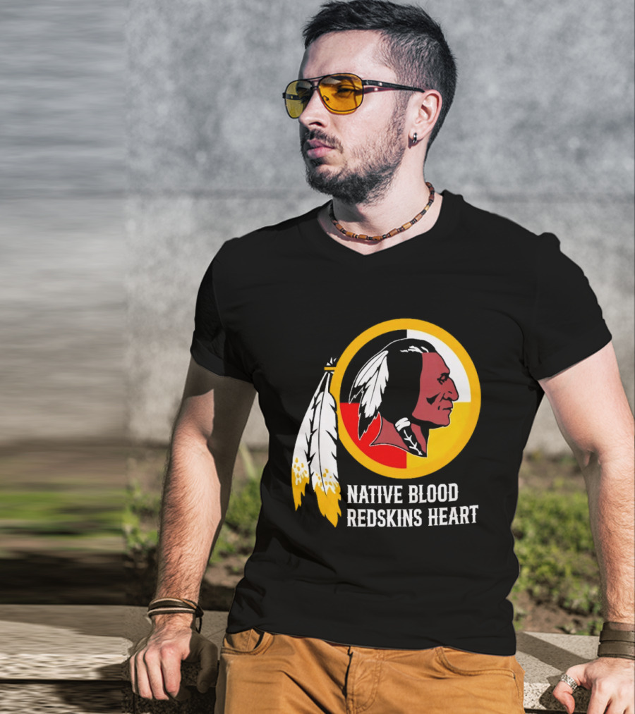 Native Blood Redskins Heart Washington Commanders T-Shirt