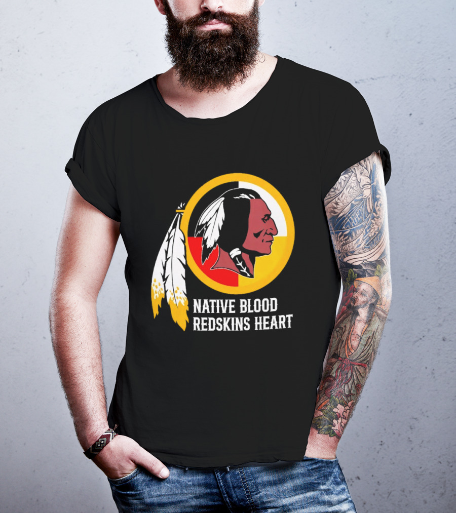 Native Blood Redskins Heart Washington Commanders T-Shirt