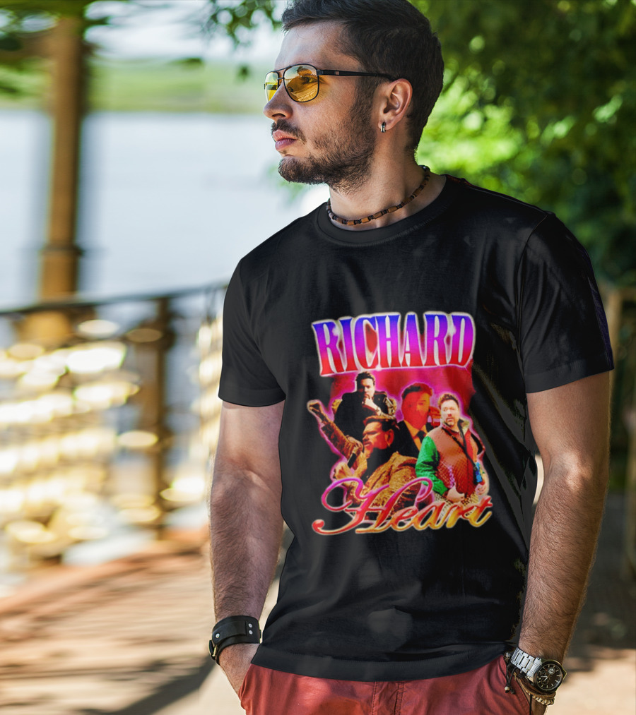 Richard Heart Lightning Bold Nostalgic Collage T-Shirt